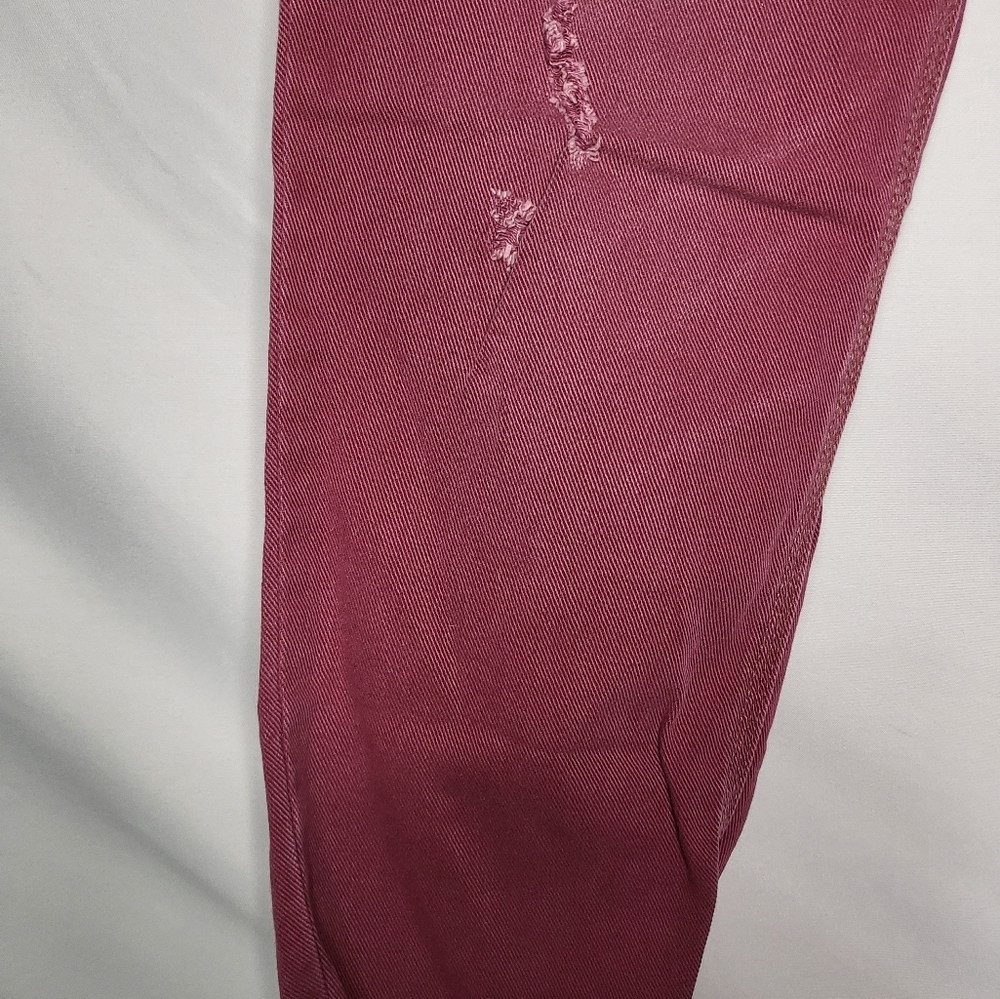 Free People Distressed Crop Straight Leg Denim Jeans Berry Purple Size 27 - Picture 7 of 14